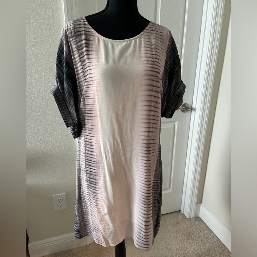 AllSaints Silk Pink and Gray Ombre Stripe Tunic Dress - Picture 9 of 12